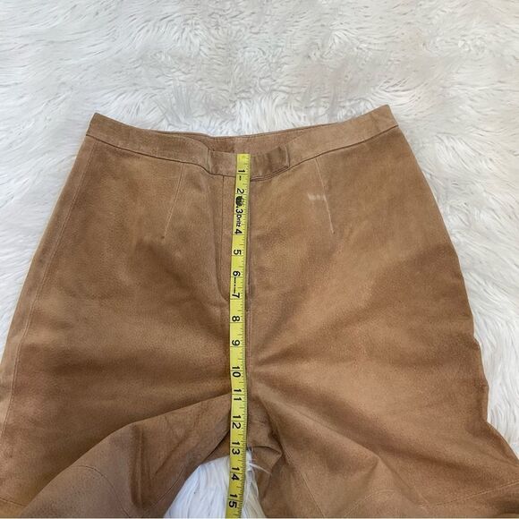 NEW AR BERNARDO Nutmeg Brown Genuine Leather Suede Stright Trousers Pants 8 - Picture 9 of 16